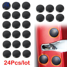 24Pcs Schwarzer Universal-Autotürverriegelung Schraubschutzabdeckung Scerws Kappenkappen Rostschutzzubehör Innenverkleidungen Design