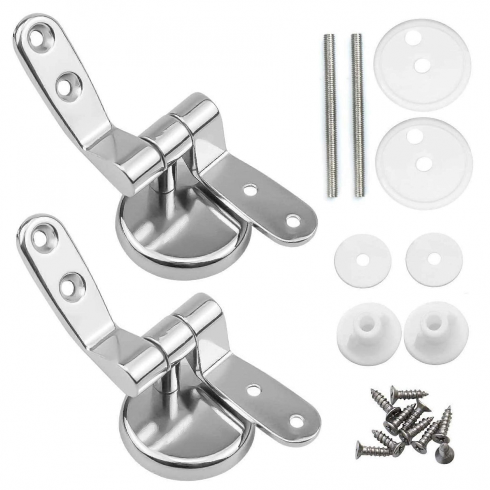 Zinc Alloy Toilet Seat Hinges, 2-Piece Set With Screws For Auto-Close Lids 5008878223786