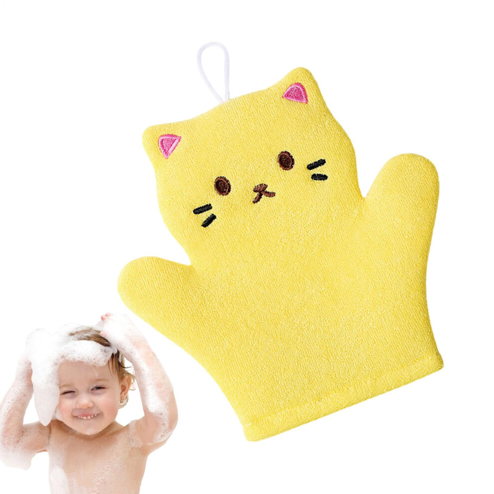 Bath gloves for, cute animal for toddler bath mit  cute animal for toddler bathing, body bath brush to any brush scrub for soft wash Orange