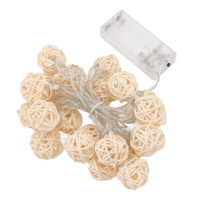 Battery Operated 3m Rattan Ball String Lights 20 Globe for Parties