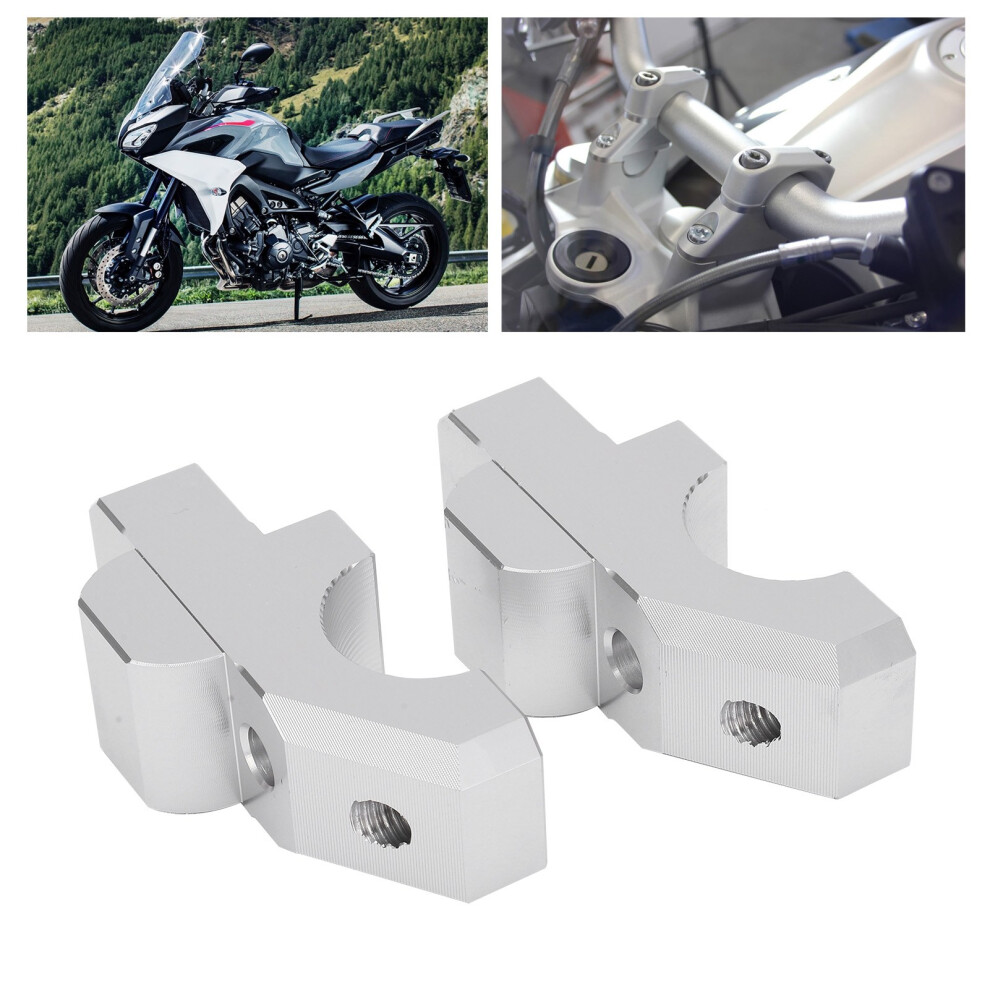 2Pcs Cnc Aluminum Handlebar Riser Clamp For Tracer 900/Gt & Fj-09 2015-2019 Silver 8761377576988
