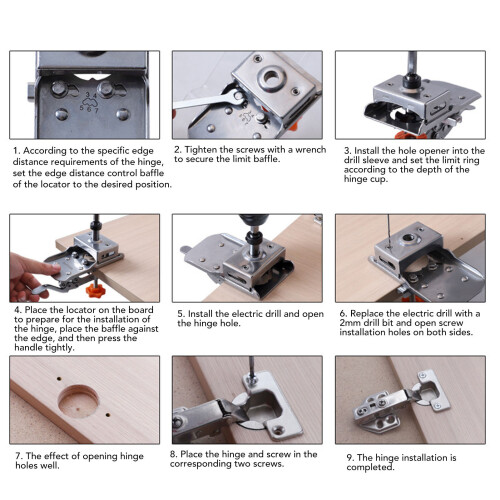 Verdeckte Scharnier Jig Kit Set Edelstahl Loch