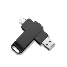 Typ C-minne 128 GB, helt i metall med Lightning-kontakt för sömlös datahantering, lösenordsskydd och bärbar design, svart