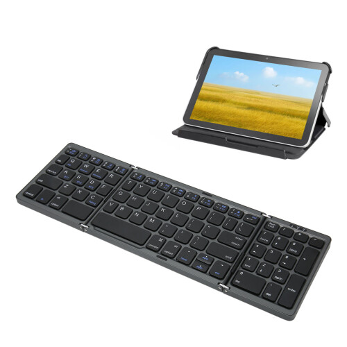 Conjunto versátil de teclado e mouse dobráveis, recarregáveis 2.4G + Bluetooth, compatível com diversos dispositivos Windows, iOS, Android e 2