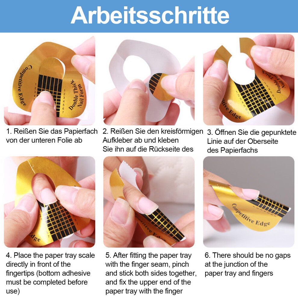 Polygel Nail Forms With Professional Quality, Folded Package For Convenient Transport, High Adhesion Thick Nail Extension Forms, Easy To Pick Up And
