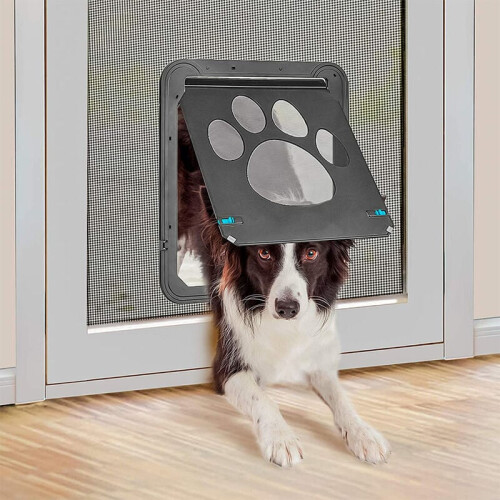 Pet Exit, Screen Door for Pets with Automatic Closure, Manual Locking for Controlled Access, Special Design for Screen Windows or Doors (37 x 42 Cm)