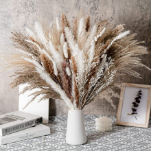 Dekoracje do domu w stylu boho, trawa pampasowa z etycznych źródeł, łatwa w pielęgnacji, dodająca tekstury Twojej przestrzeni życiowej (45 cm)