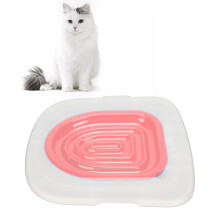 Wiederverwendbares Katzentoilettentrainings-Set ABS Weißer Behälter + Pinke Innere Unterstützung
