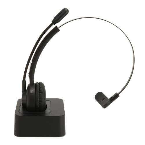 Single Ear Bluetooth Headset with Rotatable Mic Wireless Design & Charging Base