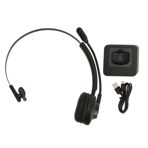 Single Ear Bluetooth Headset with Rotatable Mic Wireless Design & Charging Base 1