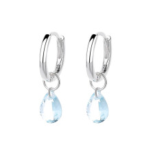 S925 Sky Blue Stone Earrings, Mermaid Tear Ear Cuff Advanced Design