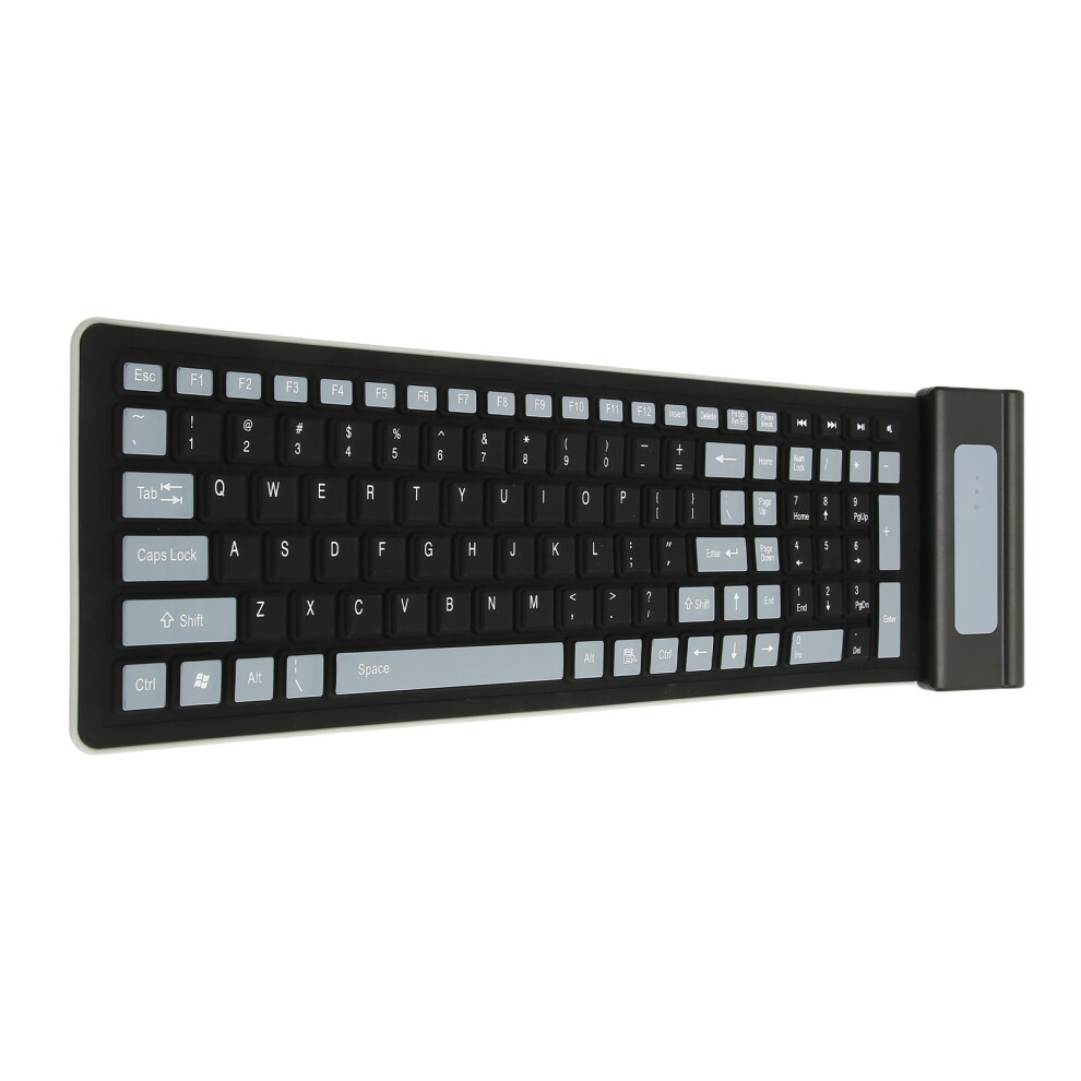 Waterproof Dustproof 107-Key Silicone Keyboard Wireless Silent Foldable 9471372426520