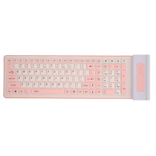 Silicone 107-Key Waterproof Dustproof Foldable Wireless Keyboard & Soft Silicone Silent Design 1