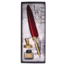 Vintage kobberfjerpen, kunstnerisk designmetalpen med udsøgte lyse fjer, egnet til den perfekte gave