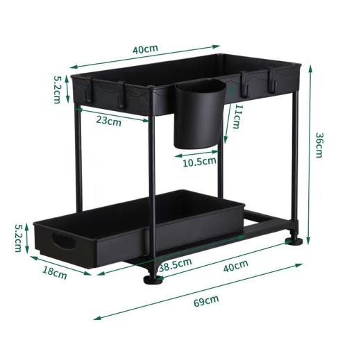 Versatile Under Sink Organizers, Two-Tier Organizer for Kitchen and Bathroom, Durable Materials Ensure Stability, Quick Assembly Without Tools for 2