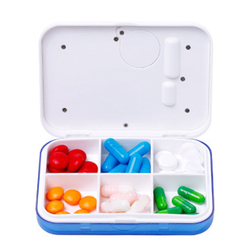 Mini Electronic Pill Organizer with Timer 6 Compartments Portable Reminder