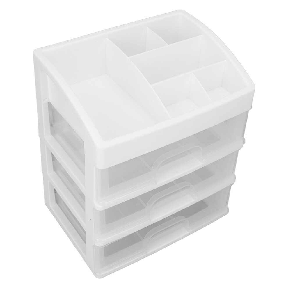 Durable PP 3-Layer Cosmetic Storage with Transparent Drawers