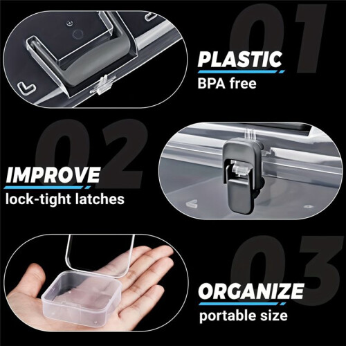 Bead Organizer Box with Handle, 24 Pcs Rectangle Storage Plastic Cases,  Clear Bead Storage Containers Boxes 2