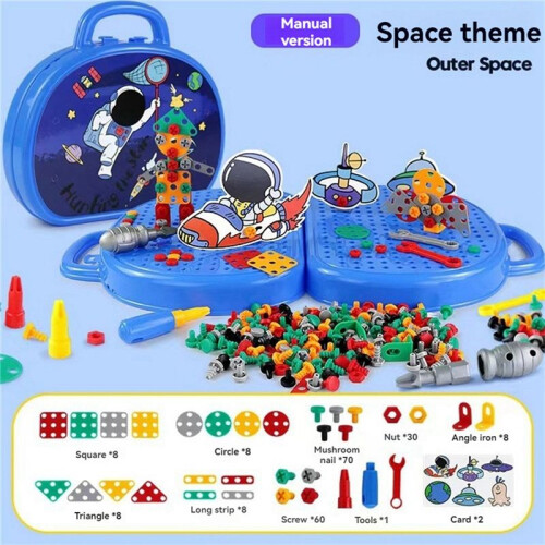 Toolbox Without Electric Drill,  Space Toolbox, Toddler Drill and Screw Toy Toolbox 2