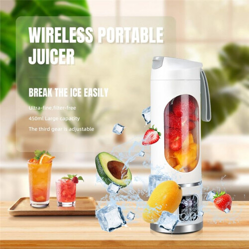 USB Rechargeable Portable Blender 8 Blade  Ice Crusher with Digital Display 3 Modes Portable Blender White 2