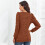 Damen Rust Rundhals-Pullover, Lässig, Locker, Saum, Langärmelig, Puffärmel, Pullover, Top, S 3