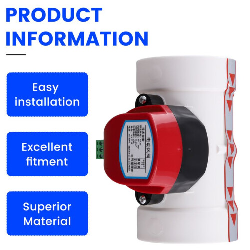 Plastic Motorized Damper PVC Check Valve Air Duct Volume Controller for Ventilation Pipe 220VAC 75mm 1