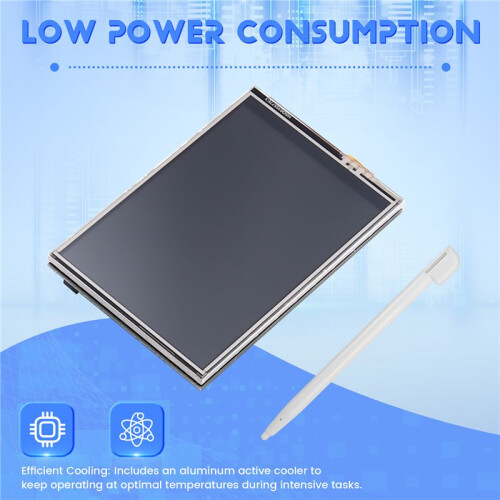 3.5 Inch MHS Touch Screen for Raspberry Pi 5, with Metal Case and Active Cooler Silver Radiator 2