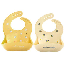 (As show, Blueberry - Lemon) Baby Silicone Bib Baby Rice Pocket Waterproof Bib