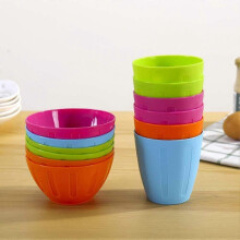 (As show, One size) 12 Colored Mixing Bowl Plastic Bowls for Party Food Salad