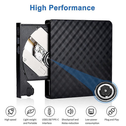 (As show, One size) External DVD Drive,USB 3.0 Type-C Burner Writer Reader Portable compatible with PC La 2
