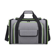 Pet Travel Bag Large Capacity Folding-gray green strip