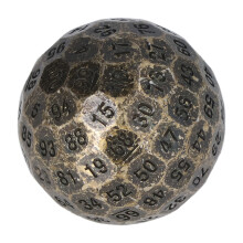 Heavy Brass 100-Sided Metal Polyhedral Dice 2in for RPG Table Games