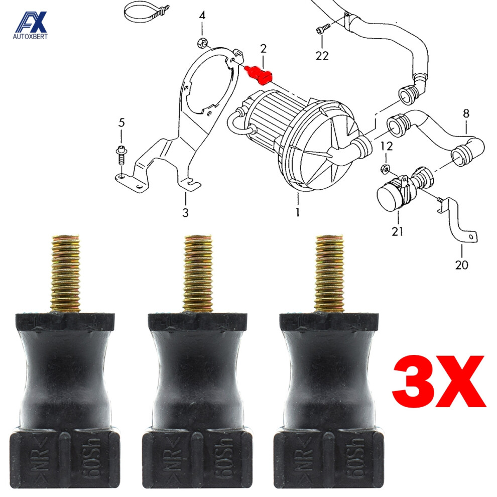 3X For Audi A3 8L 8P A4 B5 B6 B7 A6 C5 C6 A8 D3 Q7 4L Tt 8N R8 Secondary Air Pump Retaining Mount Buffer Stop Stopper Bracket 6935161453102