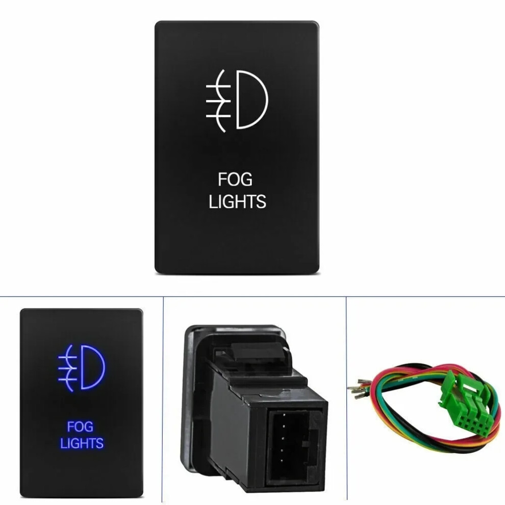 32Mm 12V Led Push Button Switch Fog For Toyota 100 Series Tacoma Tundra For Toyota Sequoia 2008-On Blue/Light 6935161445145