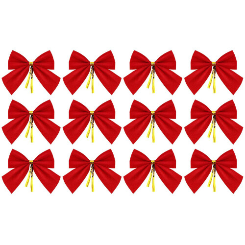 Dekoschleifen Weihnachtsdekoration rot 12er-Pack