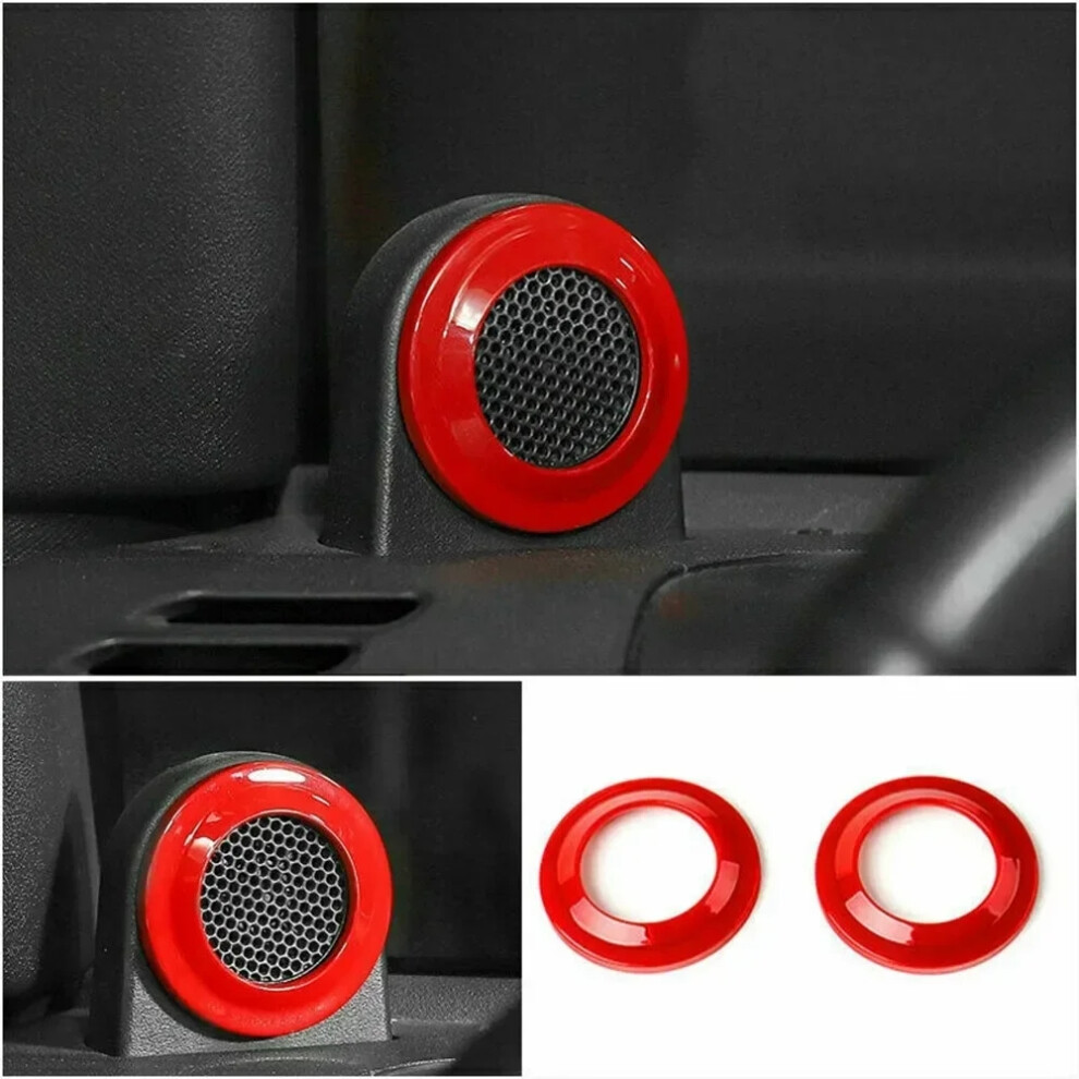 Carhome 2Pcs Car Interior A Pillar Speaker Cover Trim Horn Audio Speaker Cover Trim Accessories For Jeep Wrangler Jk 2008-20 Red 6935161443394