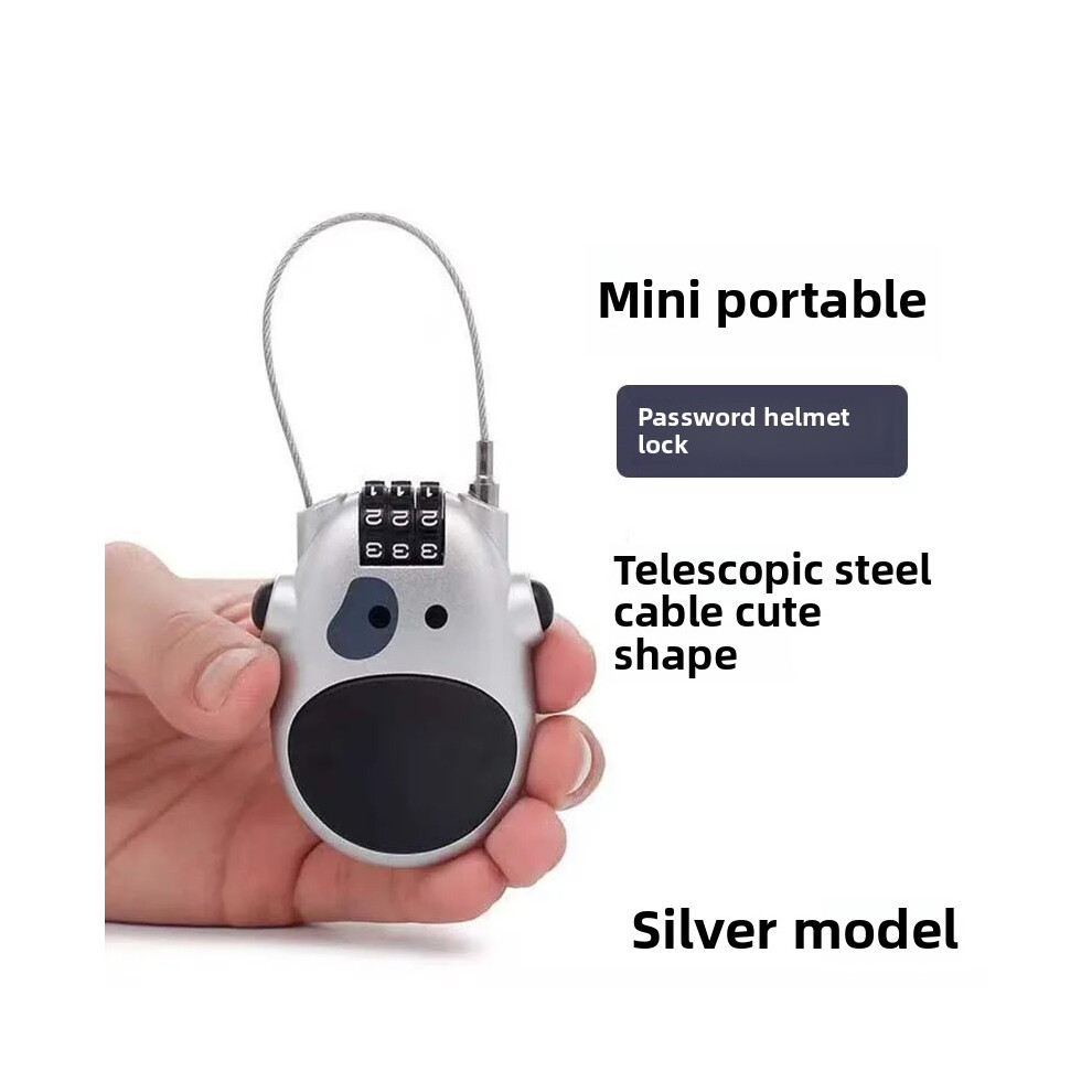 Three-Digit Retractable Rope Lock Steel Wire Rope Cow Password Lock Skateboard Luggage Helmet Lock Environmentally Friendly 6935161535198