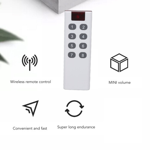 433MHz Wireless Remote Controller 8 Keys, 1000m Range, 40g 2