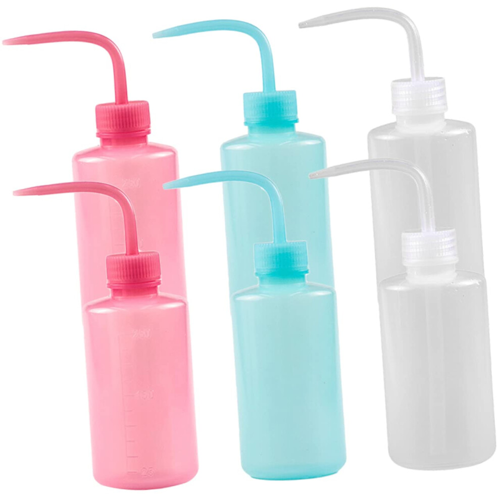 6pcs Eyelash Wash Bottles Squeeze Bottles for Lash Extensions Angled Tip 250ml