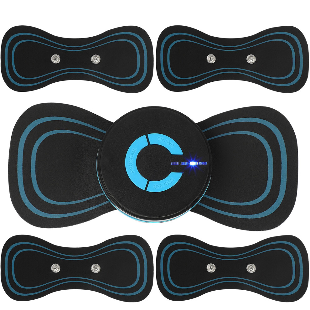 Blue Mini Ems Cervical Massage Pad With 6 Modes, 10-Level Intensity,