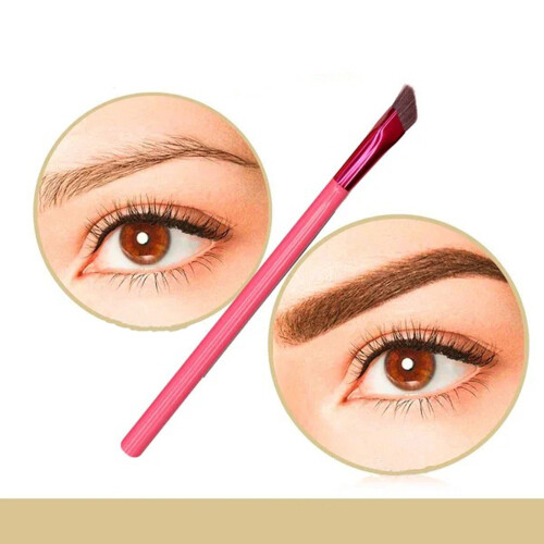 Angled Red Aluminum Eyebrow Brush with Nylon Bristles for Precise Brows 2