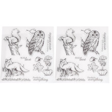Kreative, transparente Stempel, perfekt für Kartenbasteln und DIY-Scrapbooking, Herbst-Eulen-Kürbis-Muster, wiederverwendbares TPR-Material,