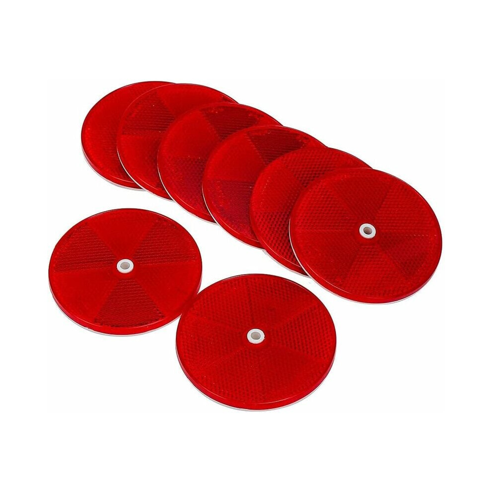 Round Reflector For Trailers, Waterproof And Reliable And Sturdy Reflective Safety Marker With Central Mounting Hole, Auto-Adhesive Reflective Red 9448196742549