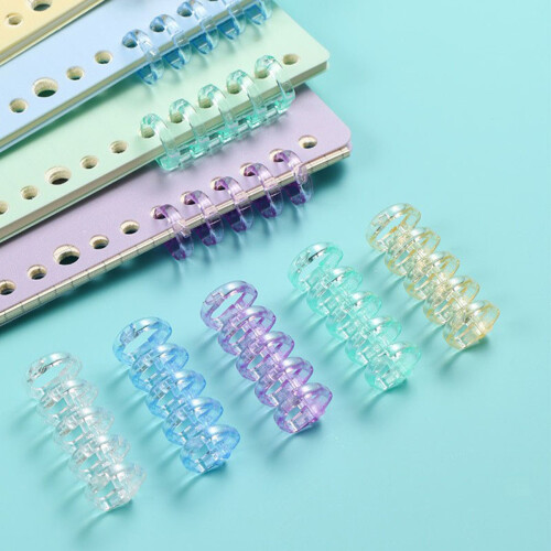 Office & School Essentials: Crystal Binder Rings, Snap Split Binding Combs With 5 Ring Design, Multi-Color Choices For Reusable Flexible Binding, 2