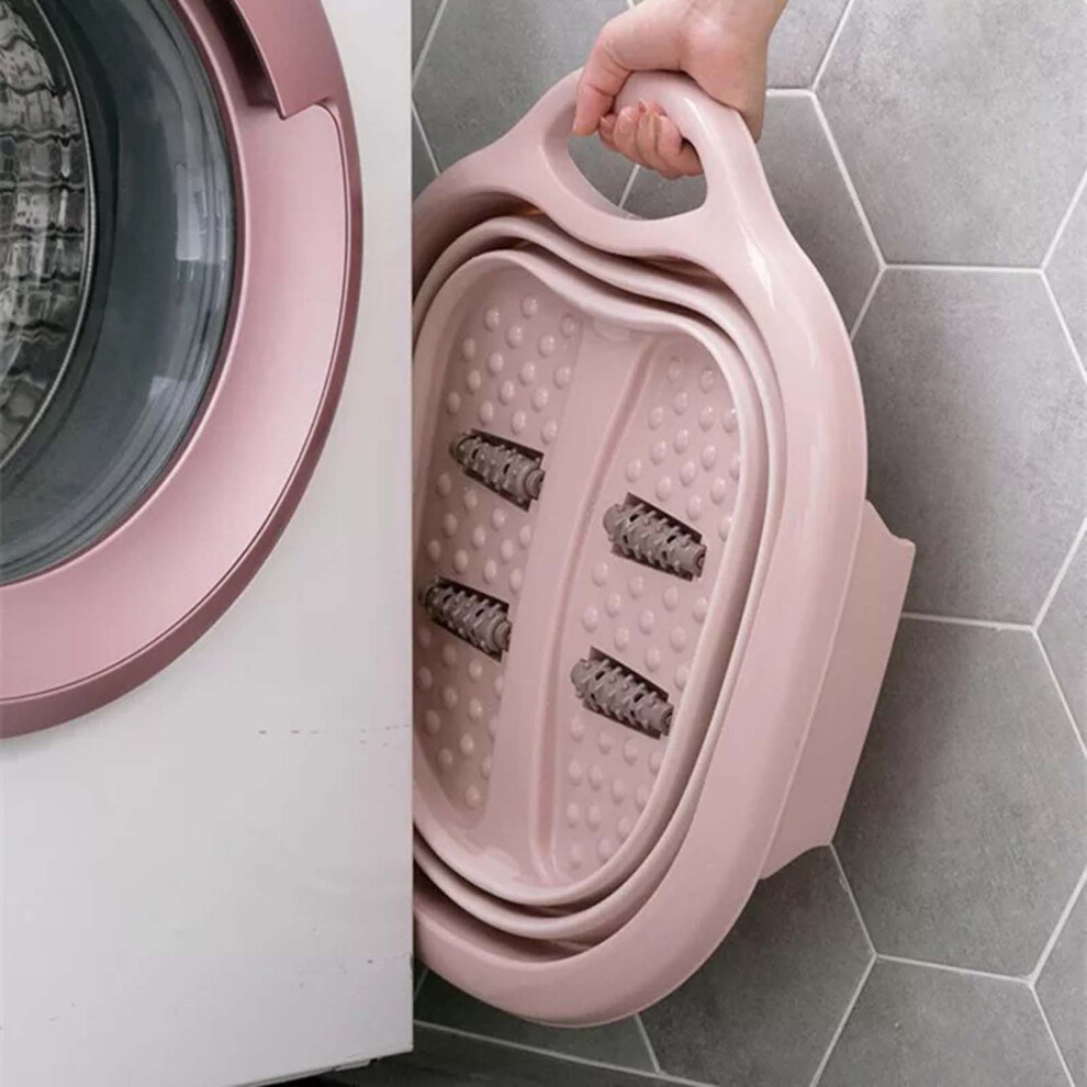 Purple Portable Folding Foot Bath Tub With 4 Massage Rollers Â