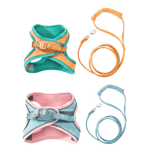 Cats Harness Vest Adjustable Reflective Collars-Pink blue L 1