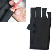 Guanti per manicure gel, protezione UV per abbronzatura, corti neri, poliestere