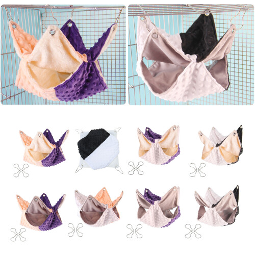 Hamac suspendu pour petits animaux,-Velours Doug noir blanc 2