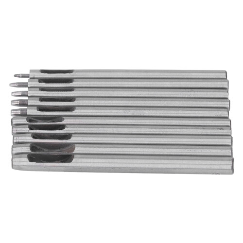 Lederstanzer-Set, 10-teilig, Größenmarkierung, Silber