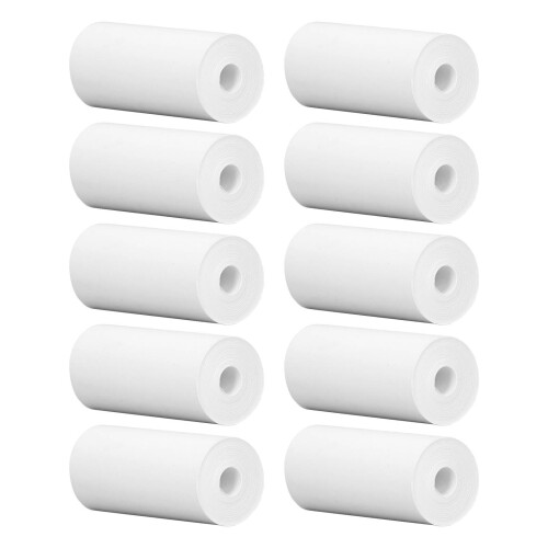 10Pcs White Printable Thermosensitive Paper Rolls 57x25mm for Small Printer